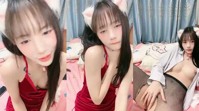 绝对极品！纯欲系天花板美少女！性感红色睡衣，没穿内裤无毛超嫩小穴，振动棒抽插换上黑丝网袜